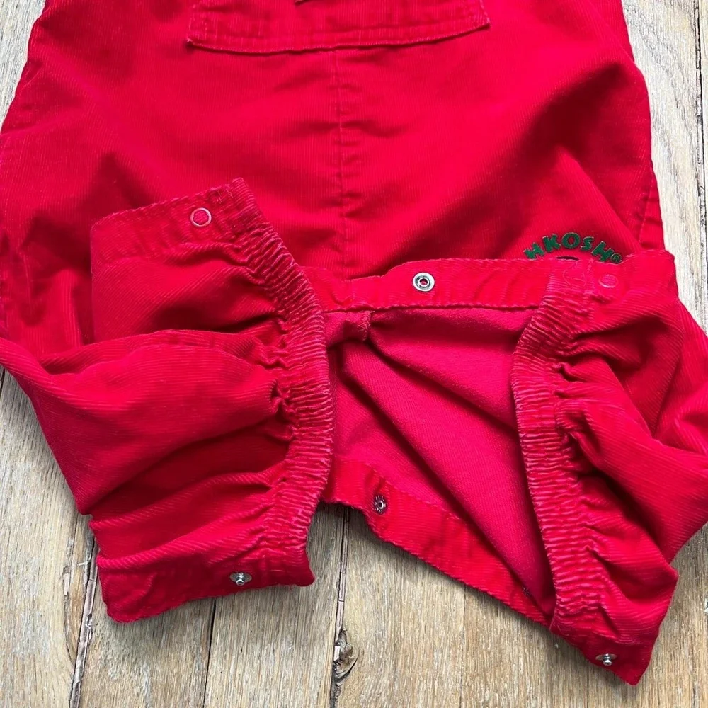 Rare 80s Vintage OshKosh B'gosh Red Corduroy Overalls Penguin Baby Size 12 Month